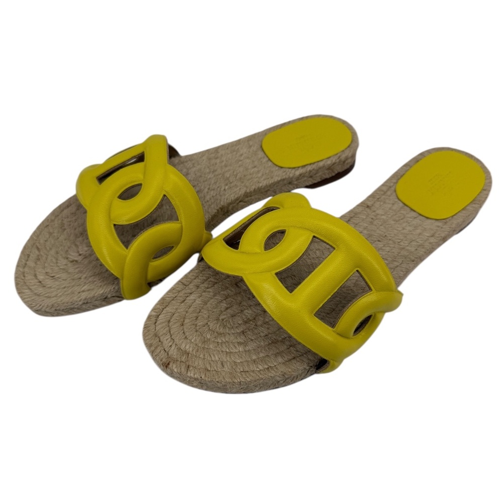 Hermès Oran Sandals Jaune Curcuma Leather Slides – Size 37
